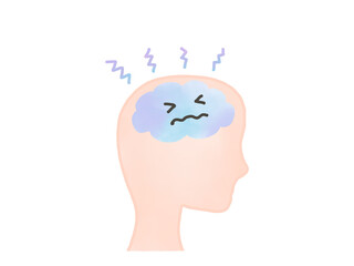 脳疲労や頭痛：元気のない疲れた状態の脳・水色