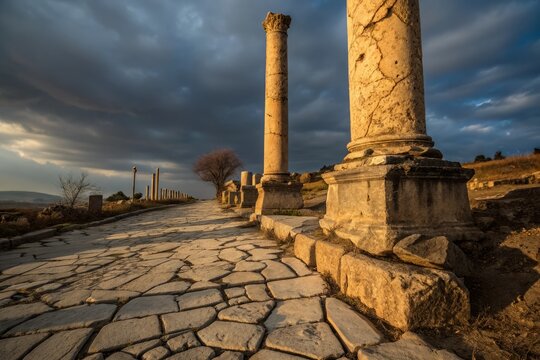 Capitulating Columns: Architectural Surrender in Golden Hour Light