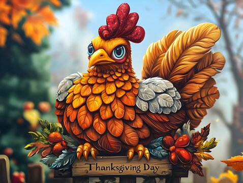 Festive Thanksgiving Day Decor: Colorful Turkey Art with Autumn Leaves, Whimsical Pumpkins, Joyful Family Gatherings, and Vibrant Fall Foliage for a Unique Celebration