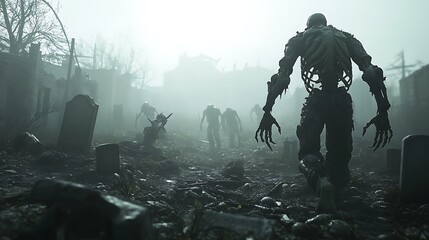 Zombie Graveyard Background &ndash; Apocalyptic Horror Scene for Games & Film Art