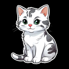 Fototapeta premium Enchanting Kitty Cartoon Illustration – Gloss-Free Artistry in a Delightful Color Spectrum Transparent Background