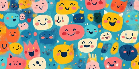 Fototapeta premium Happy Colorful Faces Abstract Art Design
