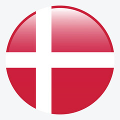 Fototapeta premium Denmark flag. Denmark circle flag logo icon computer vector illustration design. 3d flag.