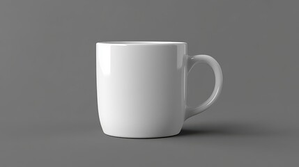 Obraz premium Blank White Mug Mockup on Gray Background