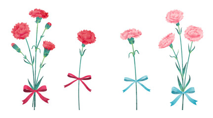 Obraz premium 赤とピンクのカーネーション、母の日のカーネーションの花束