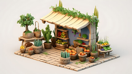 Obraz premium Medicinal Stall isometric 3D