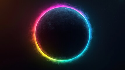 Rainbow light circle minimalist background digital art abstract