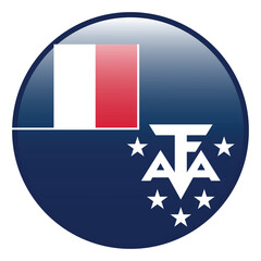 French Southern and Antarctic Territory flag. French Southern and Antarctic Territory circle flag logo icon computer vector illustration design. 3d flag.