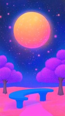 Naklejka premium illustration, silhouette, woman, vector, moon, sky, night, design, party, love, star, people, music, light, stars, sea, art, christmas, dance, holiday, beauty, water