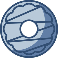 donut cake icon, transparent background. replaceable blue color design