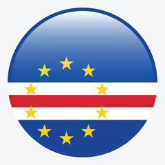 Cape Verde flag. Cape Verde circle flag logo icon computer vector illustration design. 3d flag.