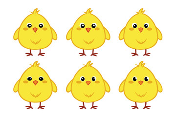 A Bundle of Cute Yellow chick vector cartoon illustration Easter day