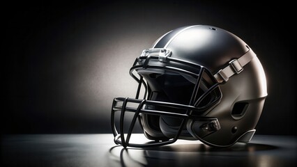 Fototapeta premium Football helmet placed on a black background with a subtle gradient effect
