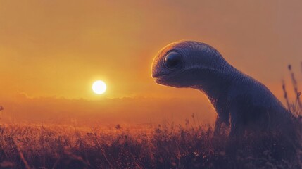 Sunset Serene: A Fantasy Creature's Golden Hour