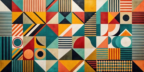 Obraz premium Abstract art print featuring geometric shapes and bold lines, minimalism