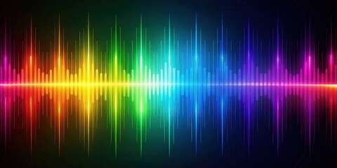 A colorful sound wave visualizer with equalizer bars and a vibrant background