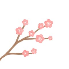 赤い梅の花のシンプルなイラスト