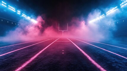 Neon Football Field Night Game Dramatic Scene