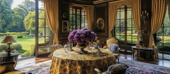 Elegant Dining Room with Garden View in Classic Traditional Style