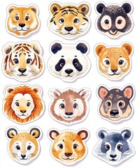 Fototapeta premium Cute Cartoon Animal Faces Collection for Kids and Decor