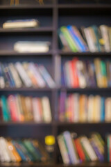 Public library or book store blurred image for background. Concept bookstore, graduation, education, student, research in university.