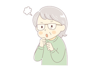 怒った表情の高齢女性