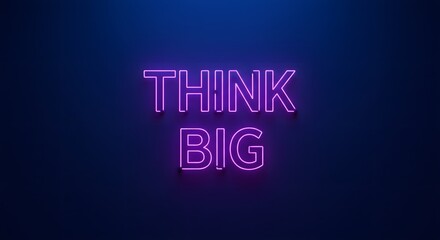 Purple Neon Think Big Sign Inspirational Background