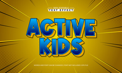 active kids editable text effect with a game and kids text style