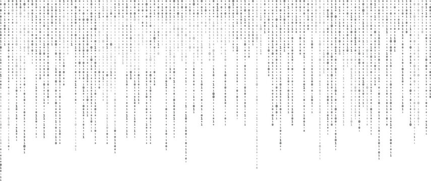 Binary code zero one abstract matrix white background with binary computer code.