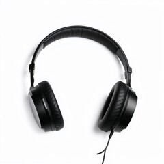 Fototapeta premium Modern black over-ear headphones on white background