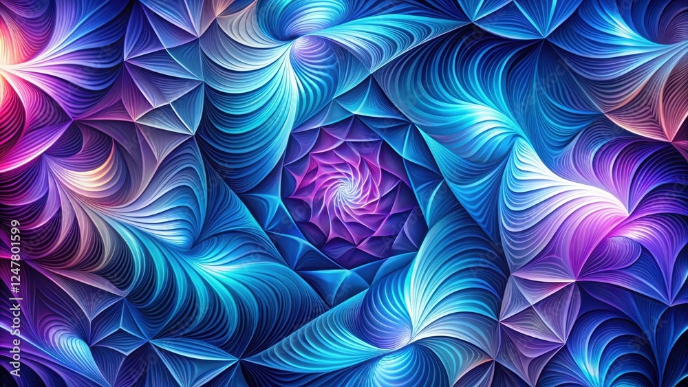 Wall mural abstract swirling patterns in vibrant blues, purples, and pinks create a mesmerizing visual experien
