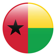 Guinea-Bissau flag. Guinea-Bissau circle flag logo icon computer vector illustration design. 3d flag.