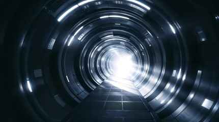 A futuristic corridor tunnel circular