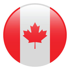 Obraz premium Canada flag. Canada circle flag logo icon computer vector illustration design. 3d flag.