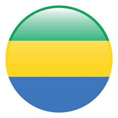 Gabon flag. Gabon circle flag logo icon computer vector illustration design. 3d flag.