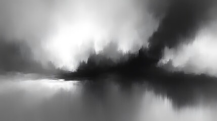 Fototapeta premium Monochrome Landscape Abstract Impressionistic Painting
