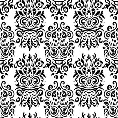 Tribal face seamless pattern