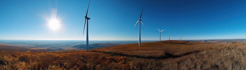 Majestic Wind Farm Overlooking Serene Landscape