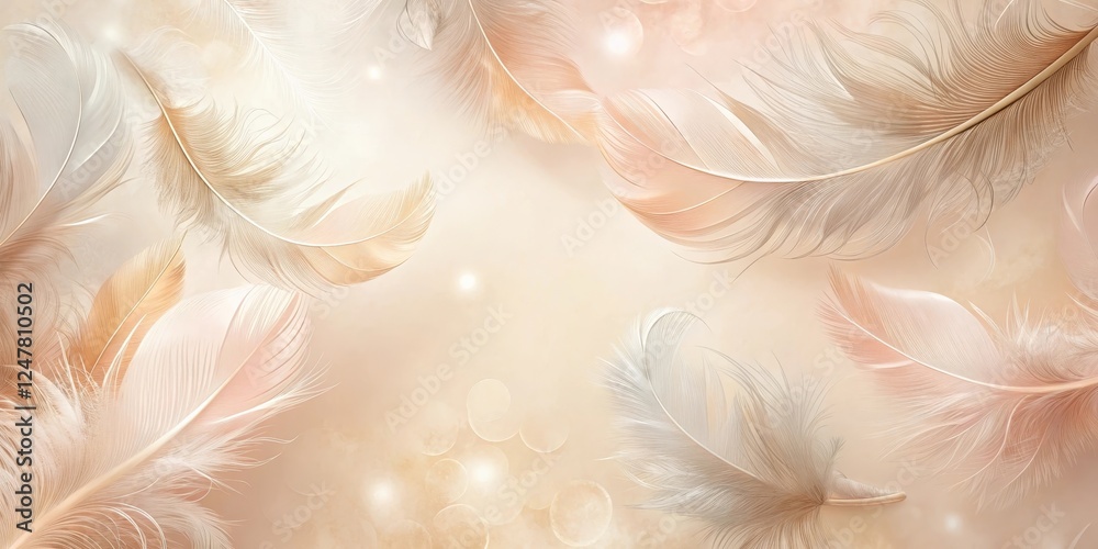 Canvas Prints soft, delicate feathers float on a dreamy pastel background, creating an ethereal and tranquil ambia