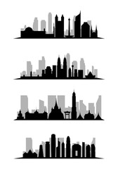 Obraz premium city skyline and landmarks silhouette vector illustration