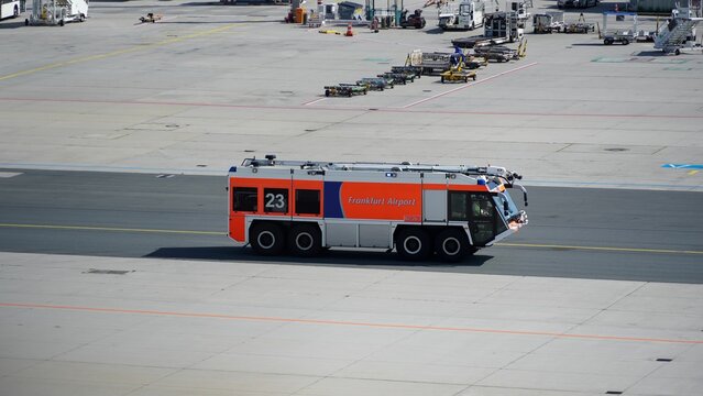 Ziegler airfield firefightingvehicle of the airport fire brigade on the taxiway of Frankfurt Airport