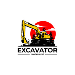 excavator logo template vector