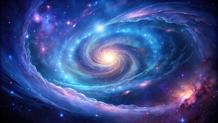 Deep space galaxy with swirling galaxies in shades of blue and purple, starry night sky, celestial, galaxy, deep space, space background