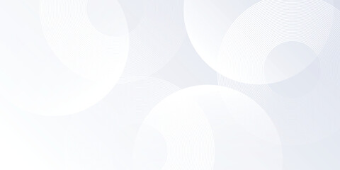 Vector white background with white circle lines. Digital future technology concept illustration art