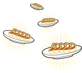 Illustration of dumplings on a plate. Photograph of a halo. vector.