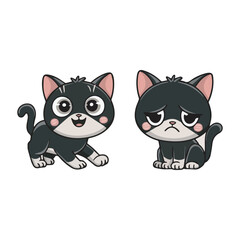 Two adorable black cats, one happy and one sad, perfect for children's décor
.