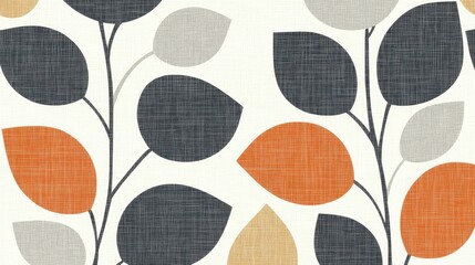 Modern Leaf Pattern in Earthy Tones on Light Background