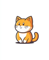 Fototapeta premium Cute Cartoon Cat Character with Orange Fur and Cheerful Expression