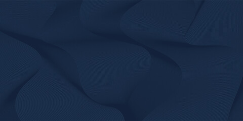 3D modern wave curve abstract presentation background. Luxury paper cut background. Abstract decoration, golden pattern, halftone gradients, 3d Vector illustration. Dark blue background