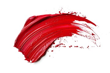 Red brush stroke isolated on white background
